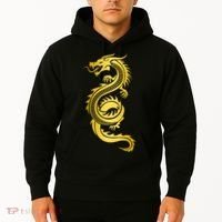 Golden Chinese Dragon Hoodie thumb 2