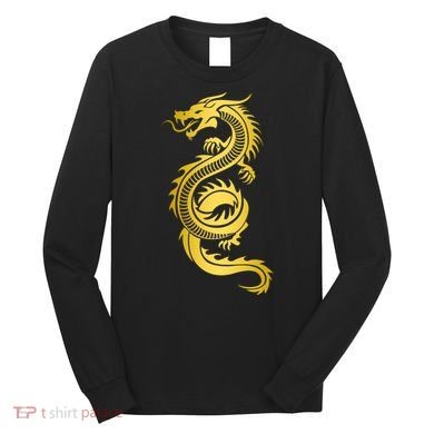 Golden Chinese Dragon Long Sleeve Shirt