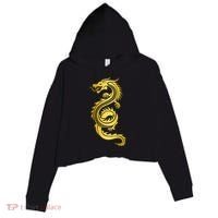 Golden Chinese Dragon Crop Fleece Hoodie thumb 0