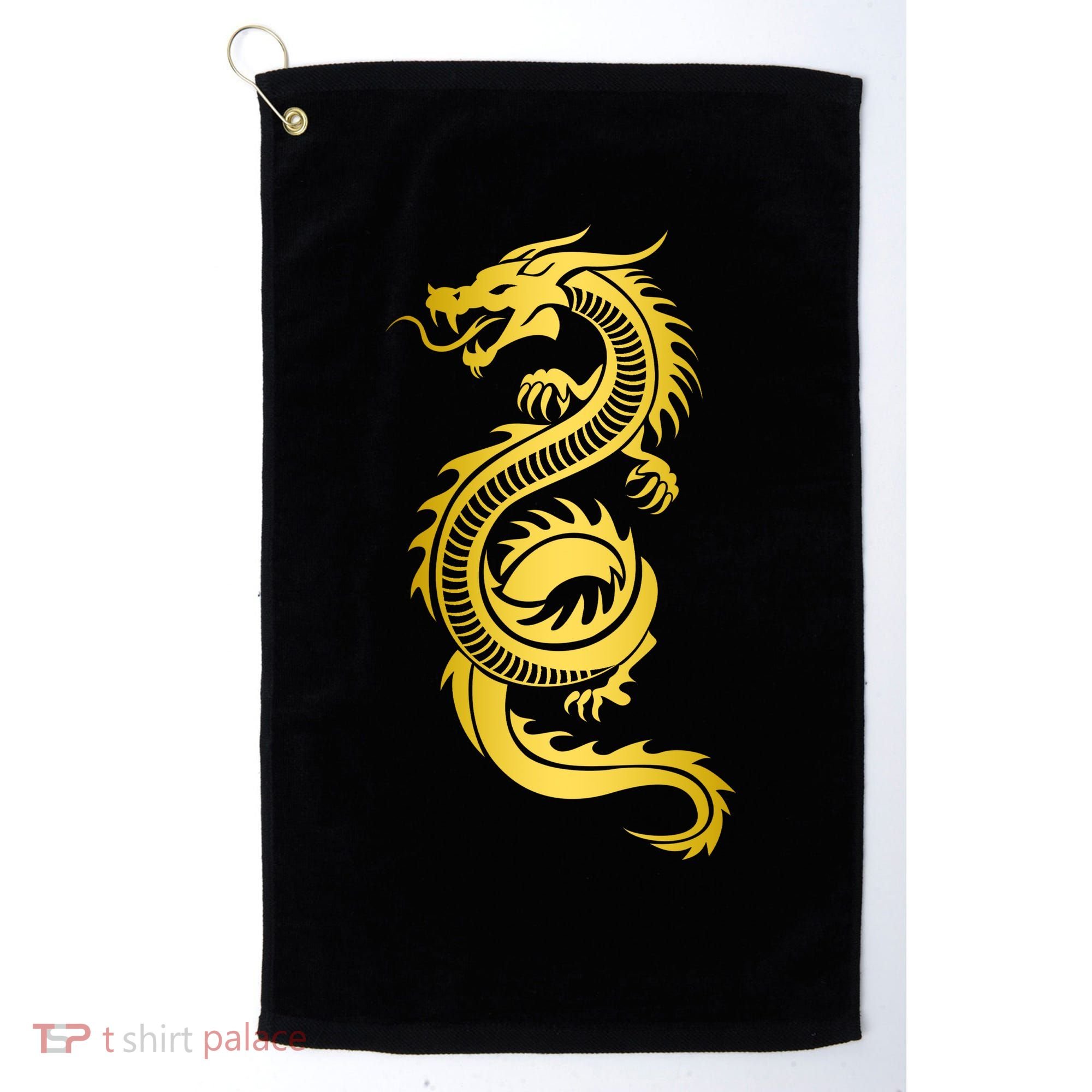 Golden Chinese Dragon Golf Towel