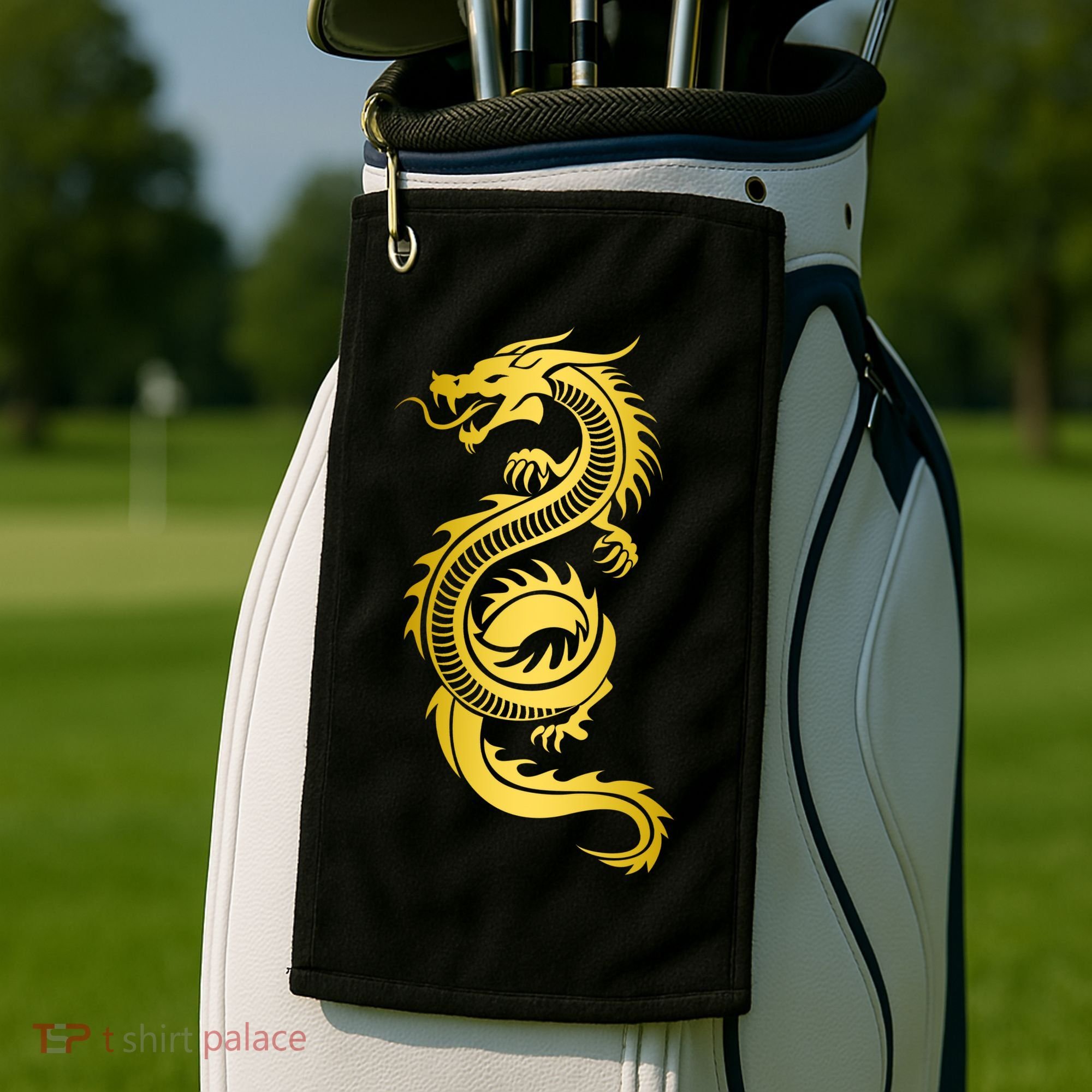 Golden Chinese Dragon Golf Towel