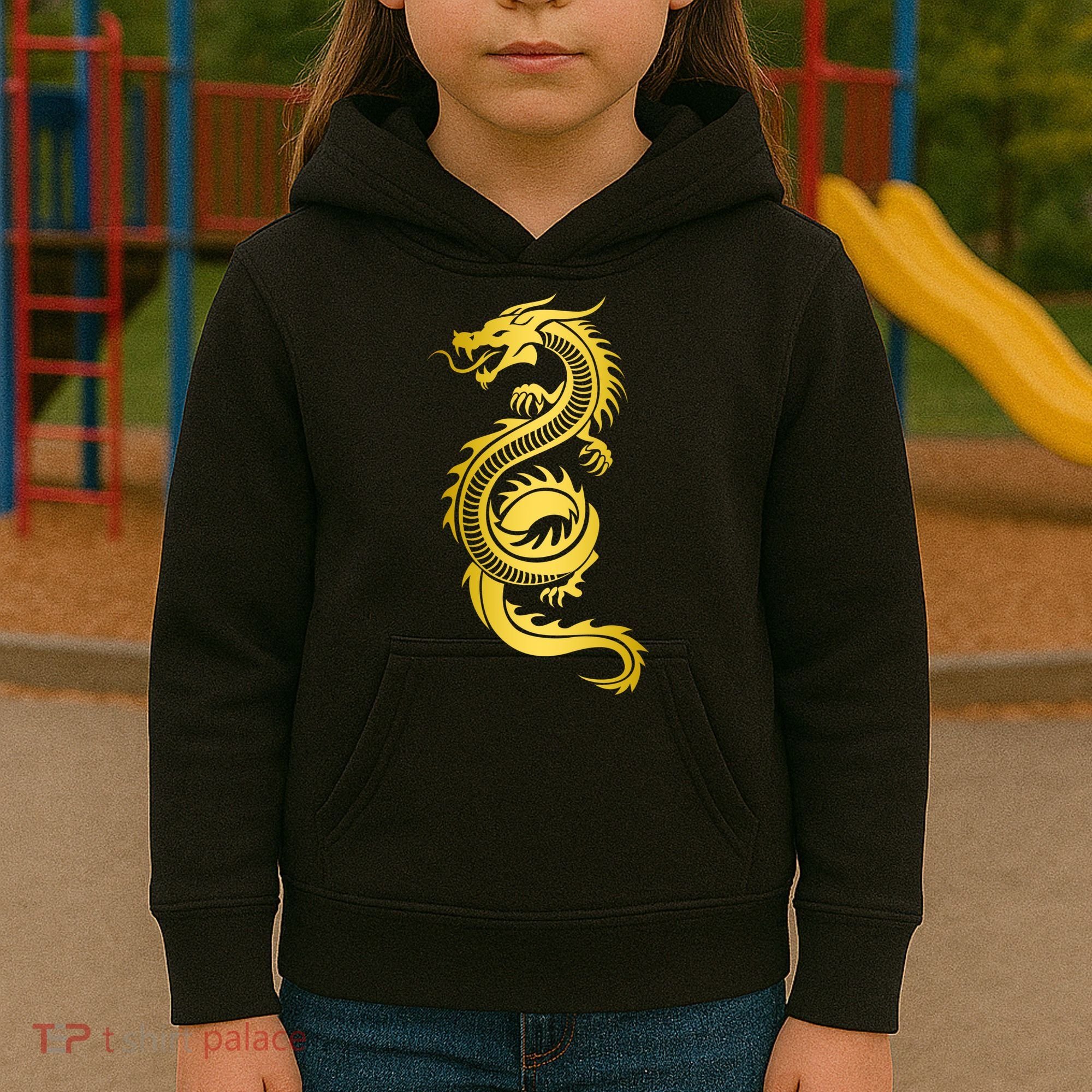 Golden Chinese Dragon Kids Hoodie