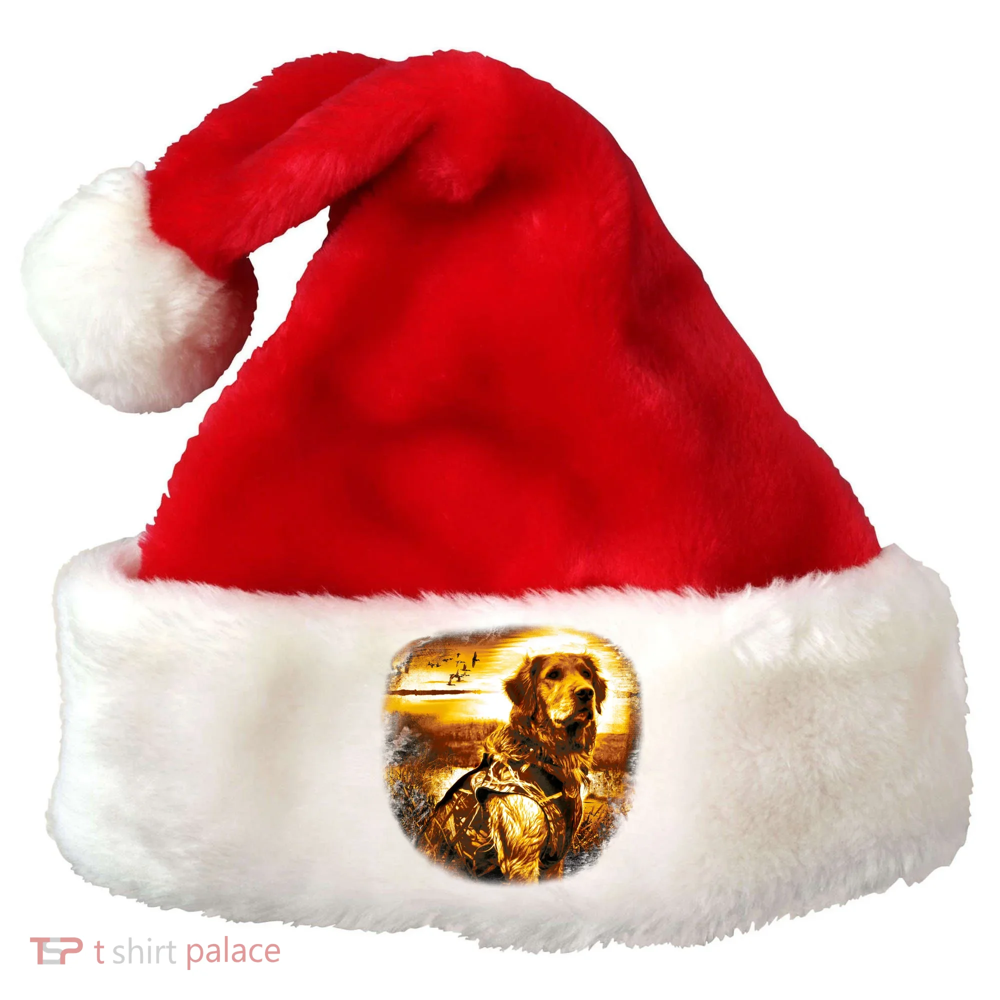 Golden Hunter Retriever Dog Santa Hat
