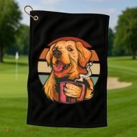Golden Retriever Dog Coffee Golf Towel thumb 1