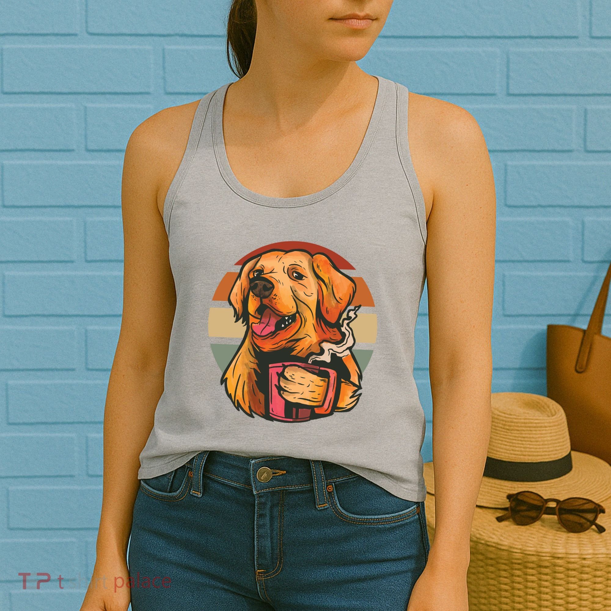 Golden Retriever Dog Coffee Women's Tank Top