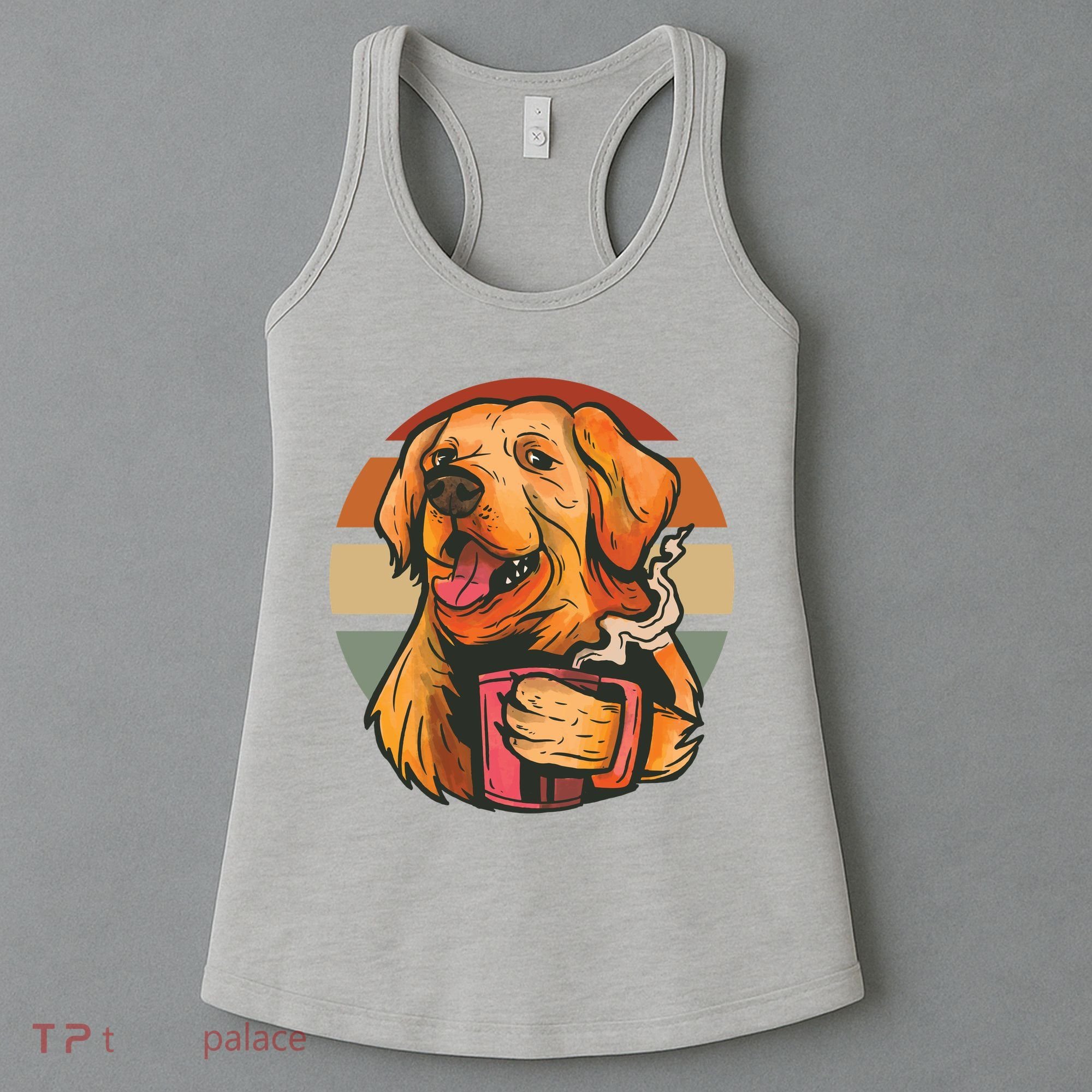 Golden Retriever Dog Coffee Women's Tank Top