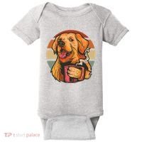 Golden Retriever Dog Coffee Baby Bodysuit thumb 0