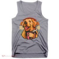 Golden Retriever Dog Coffee Tank Top thumb 0