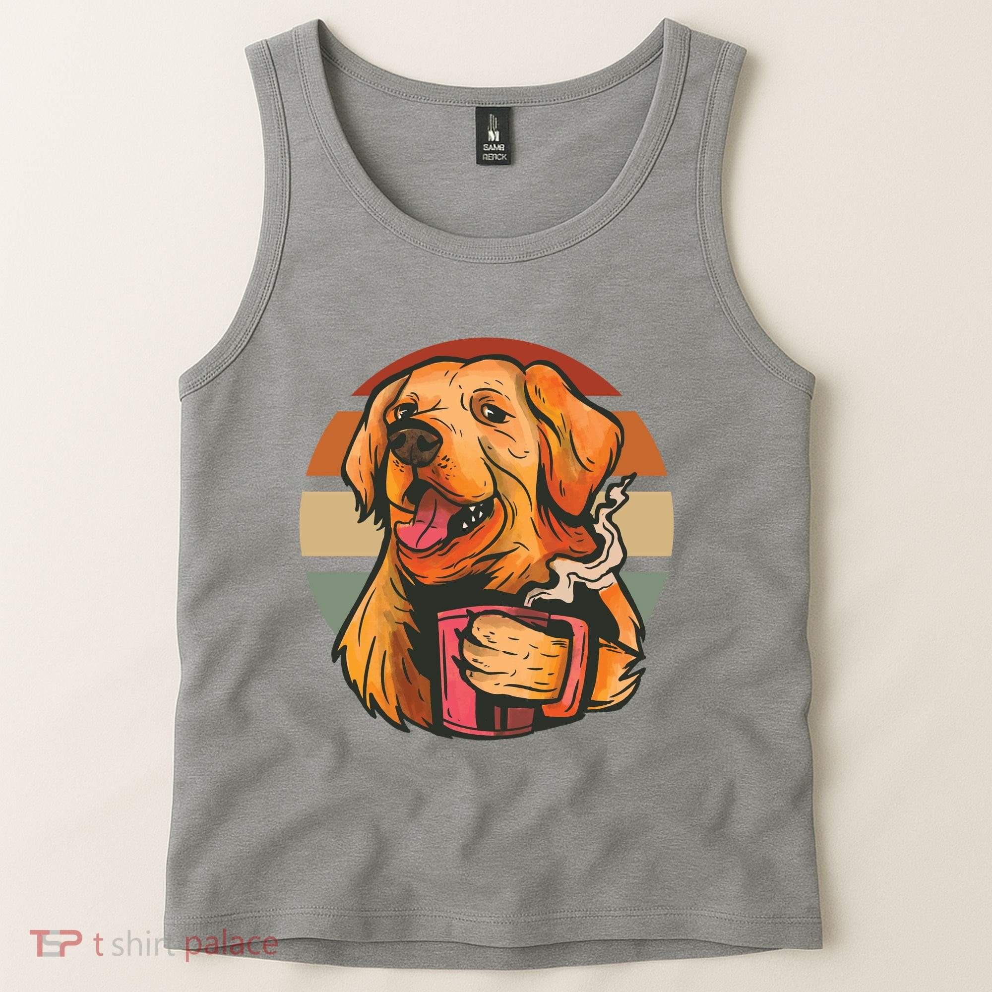 Golden Retriever Dog Coffee Tank Top