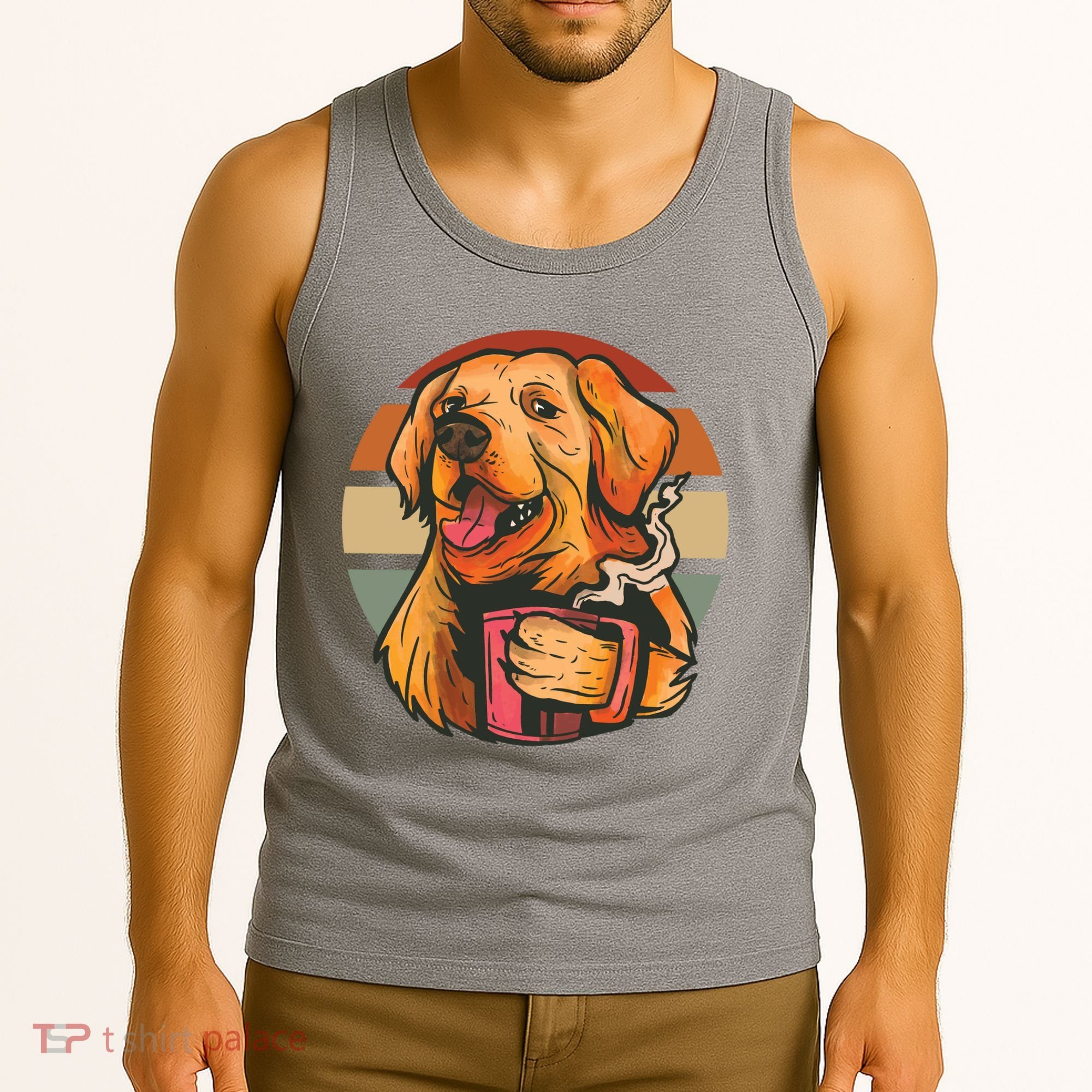 Golden Retriever Dog Coffee Tank Top