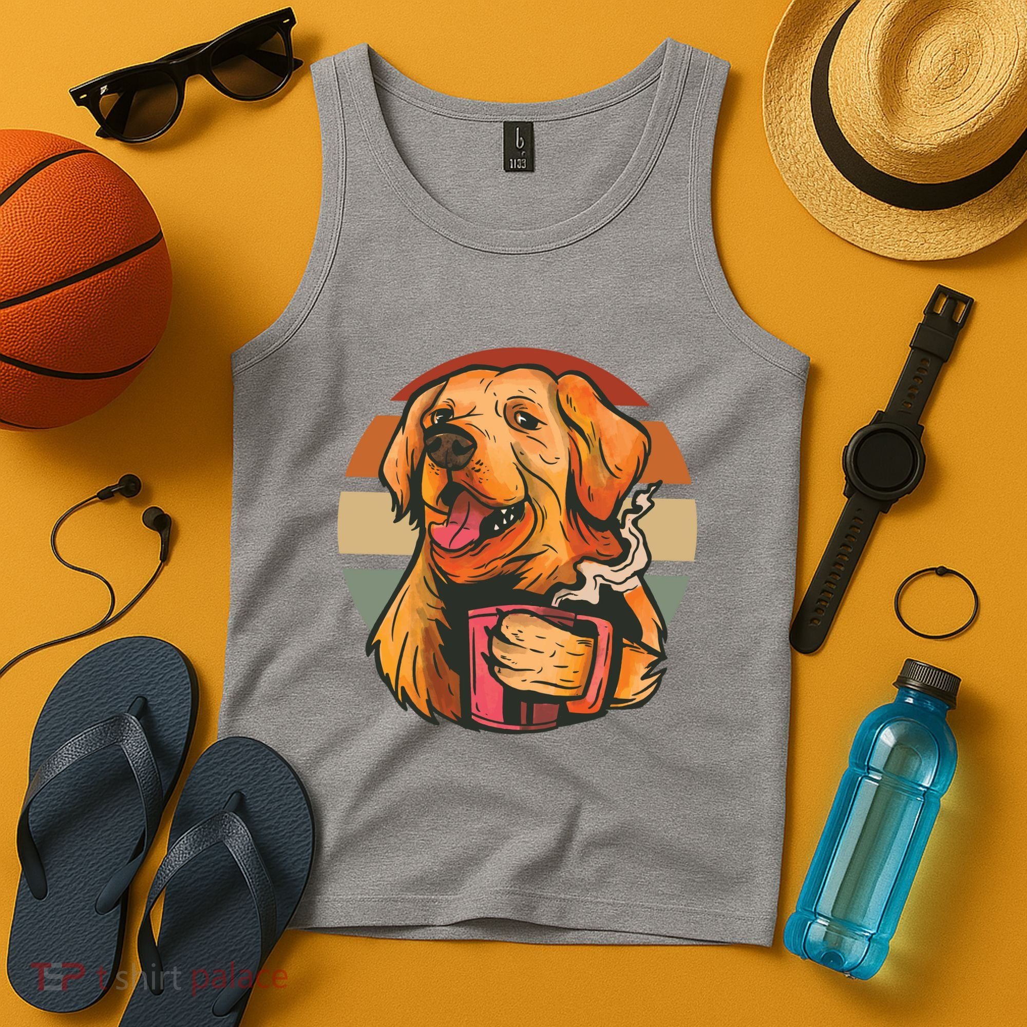 Golden Retriever Dog Coffee Tank Top