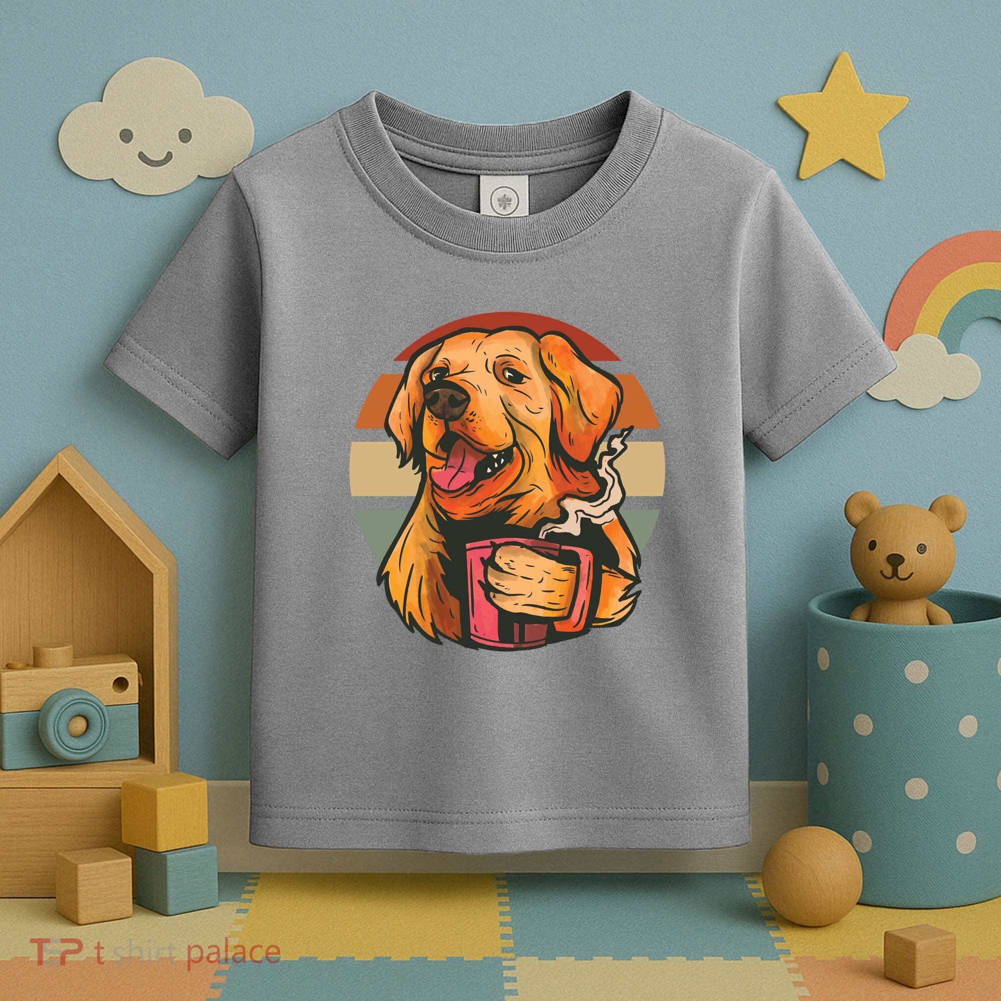 Golden Retriever Dog Coffee Toddler T-Shirt