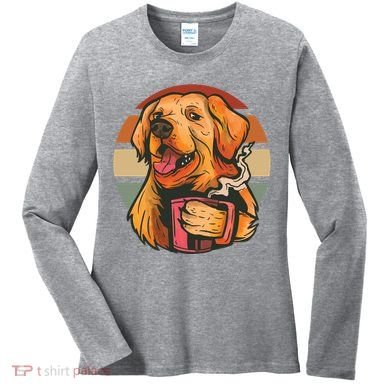Golden Retriever Dog Coffee Women's Long Sleeve Shirt