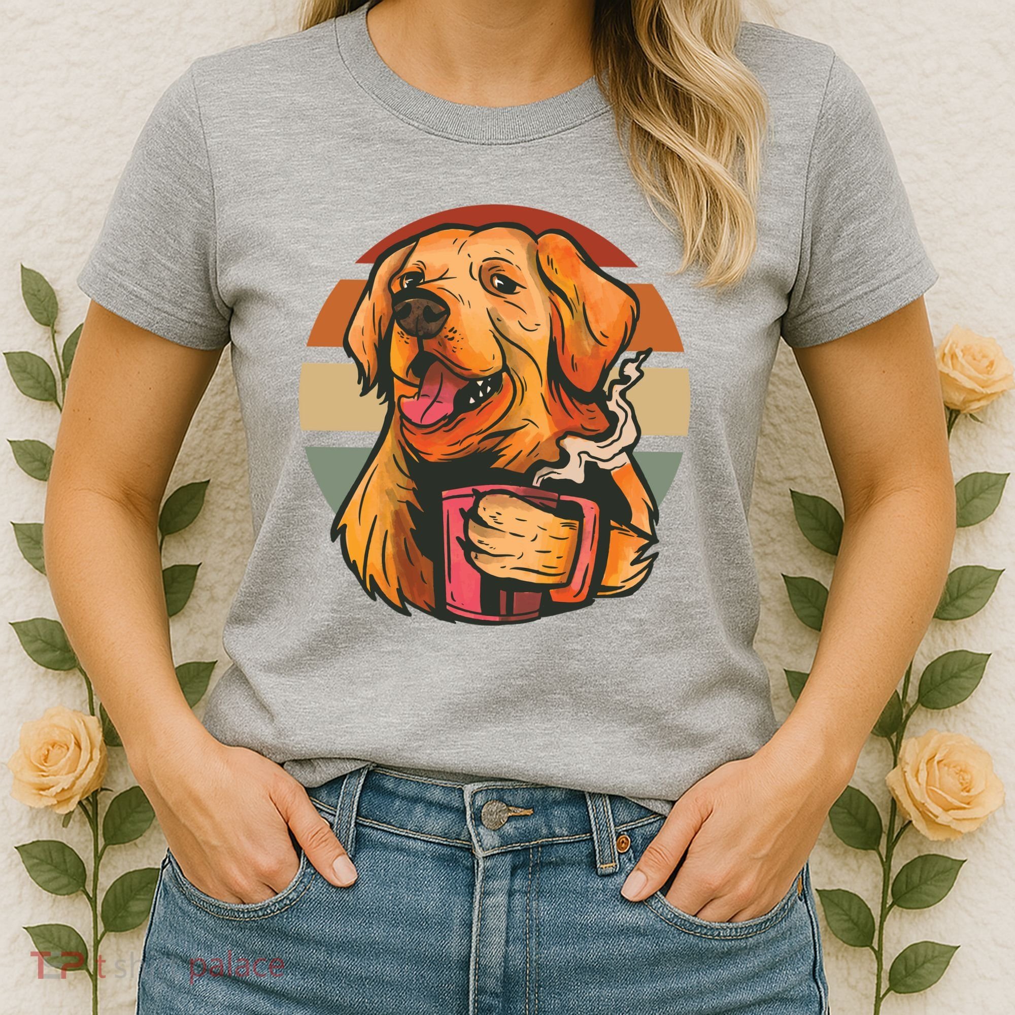 Golden Retriever Dog Coffee Women's T-Shirt