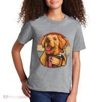 Golden Retriever Dog Coffee Kids T-Shirt thumb 2