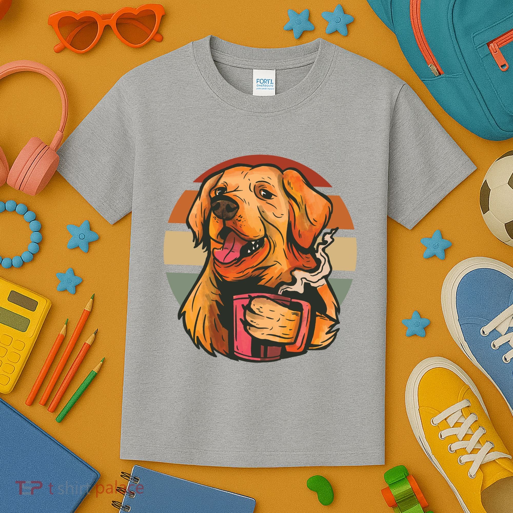 Golden Retriever Dog Coffee Kids T-Shirt