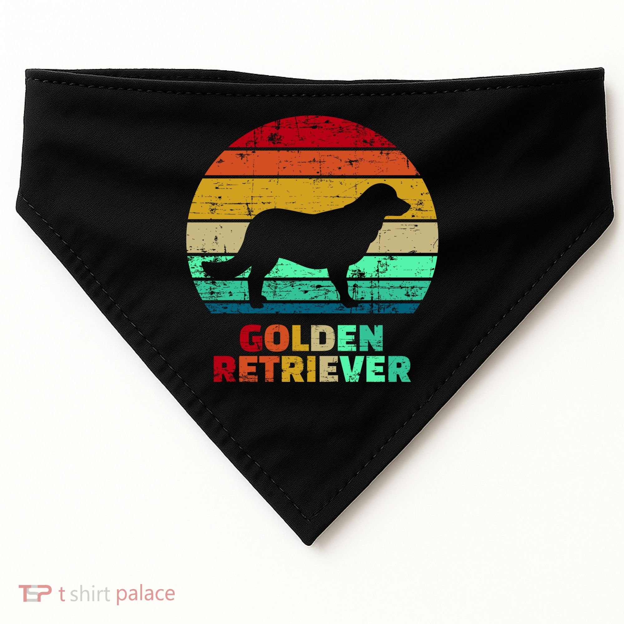 Golden Retriever Retro Silhouette USA-Made Doggie Bandana