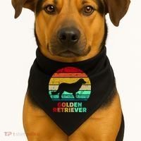 Golden Retriever Retro Silhouette USA-Made Doggie Bandana thumb 1
