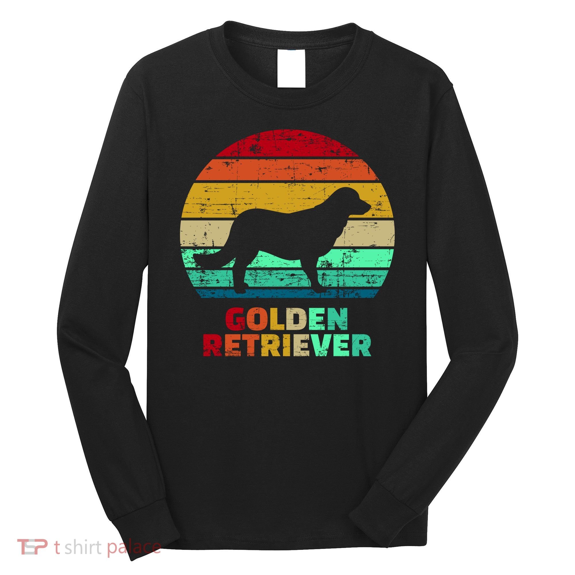 Golden Retriever Retro Silhouette Long Sleeve Shirt