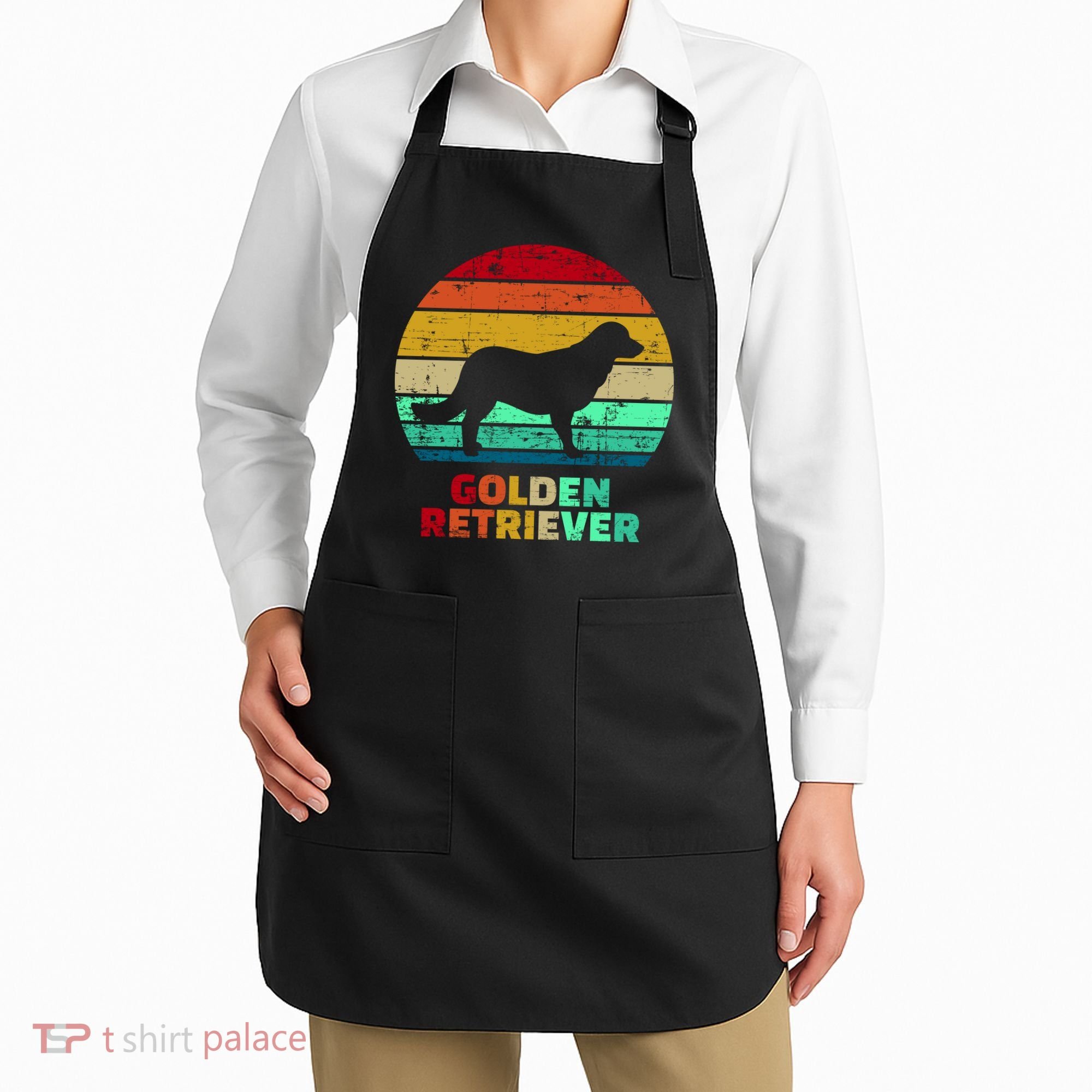 Golden Retriever Retro Silhouette Apron