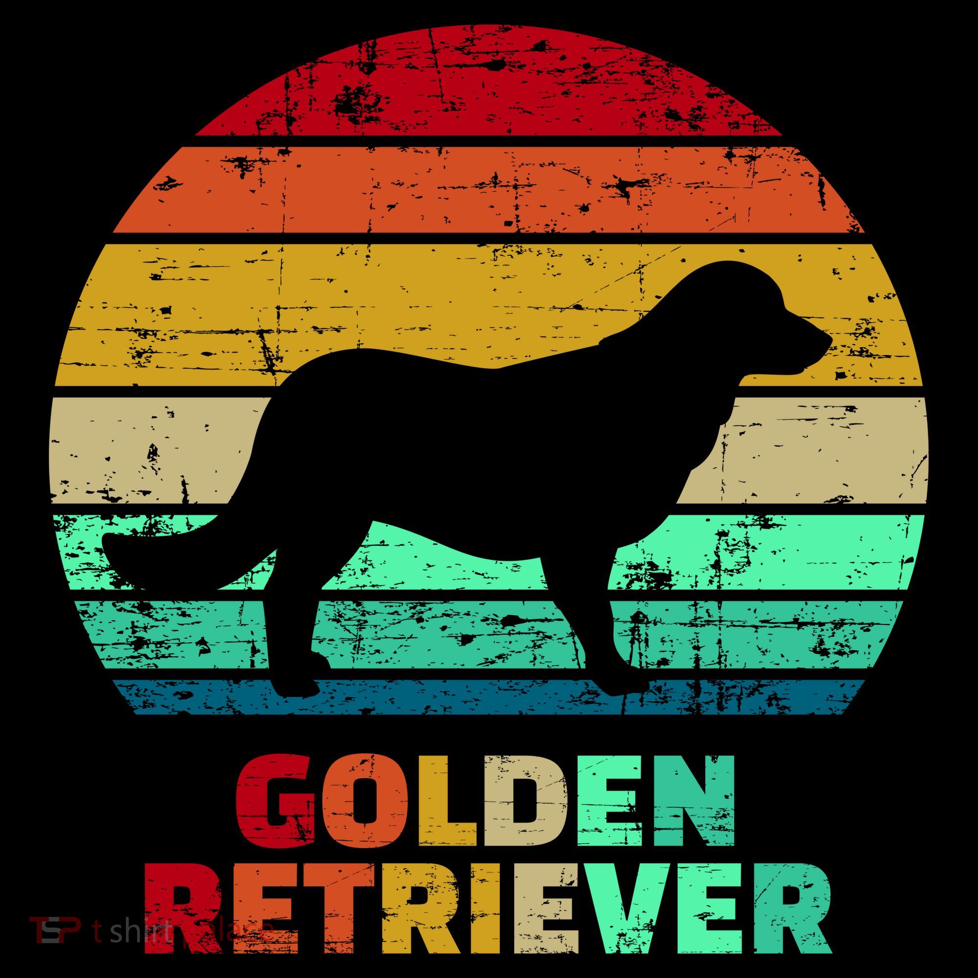 Golden Retriever Retro Silhouette Apron