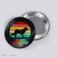 Golden Retriever Retro Silhouette Button thumb 0