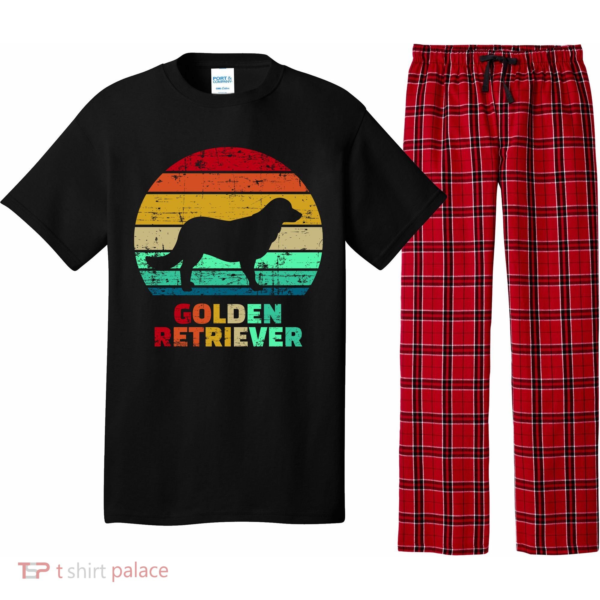 Golden Retriever Retro Silhouette Pajama Set