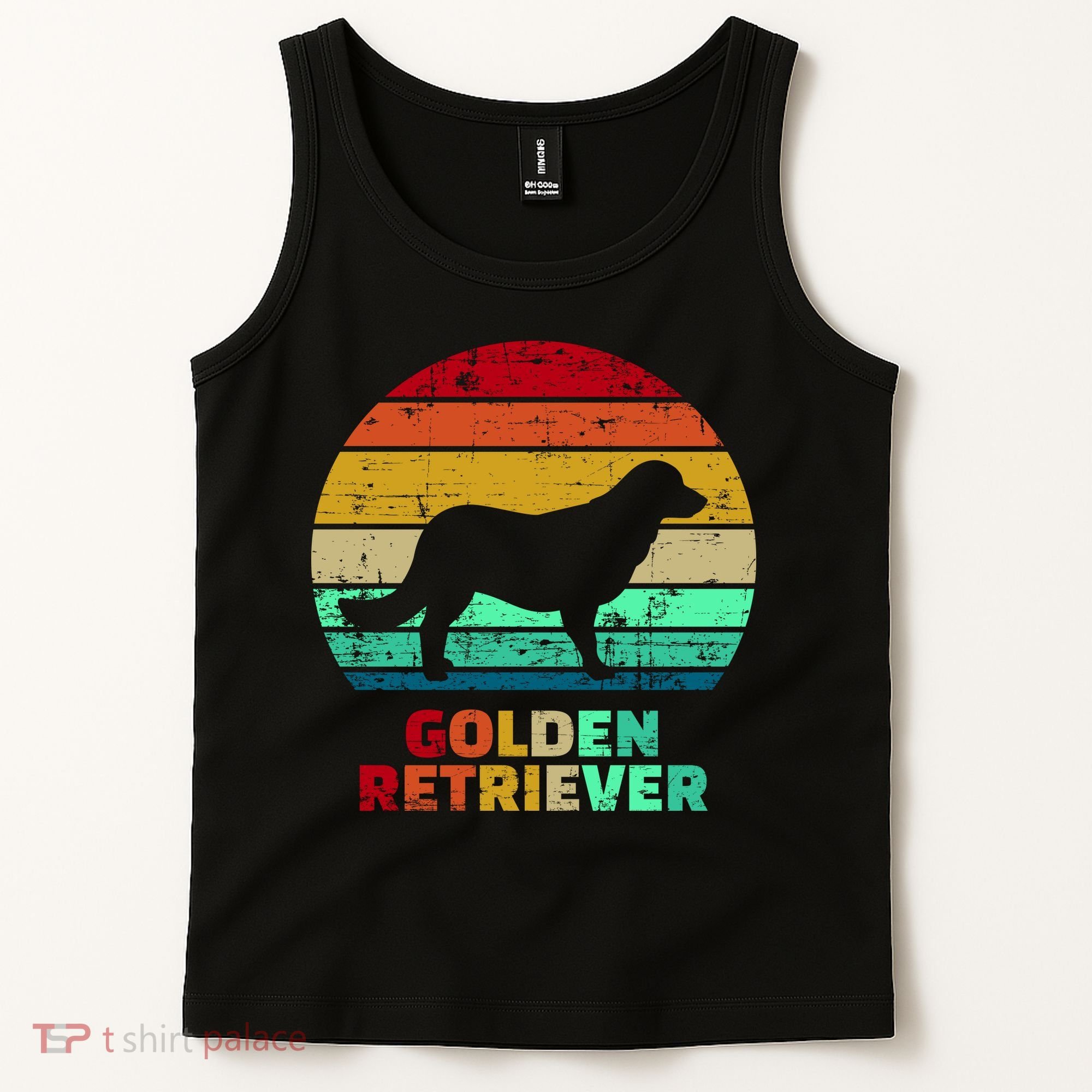 Golden Retriever Retro Silhouette Tank Top