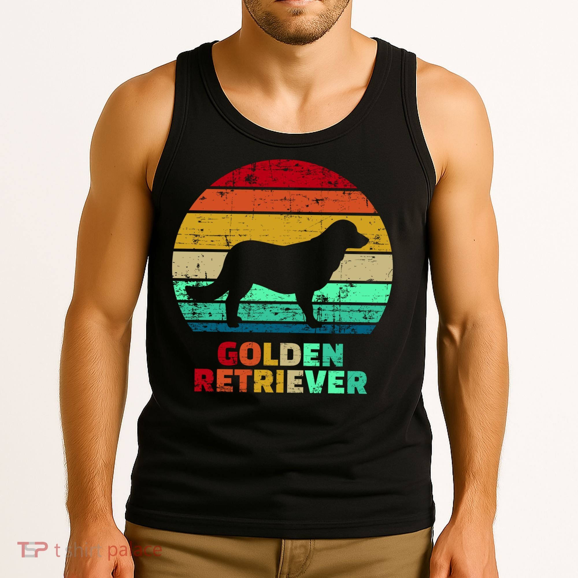Golden Retriever Retro Silhouette Tank Top