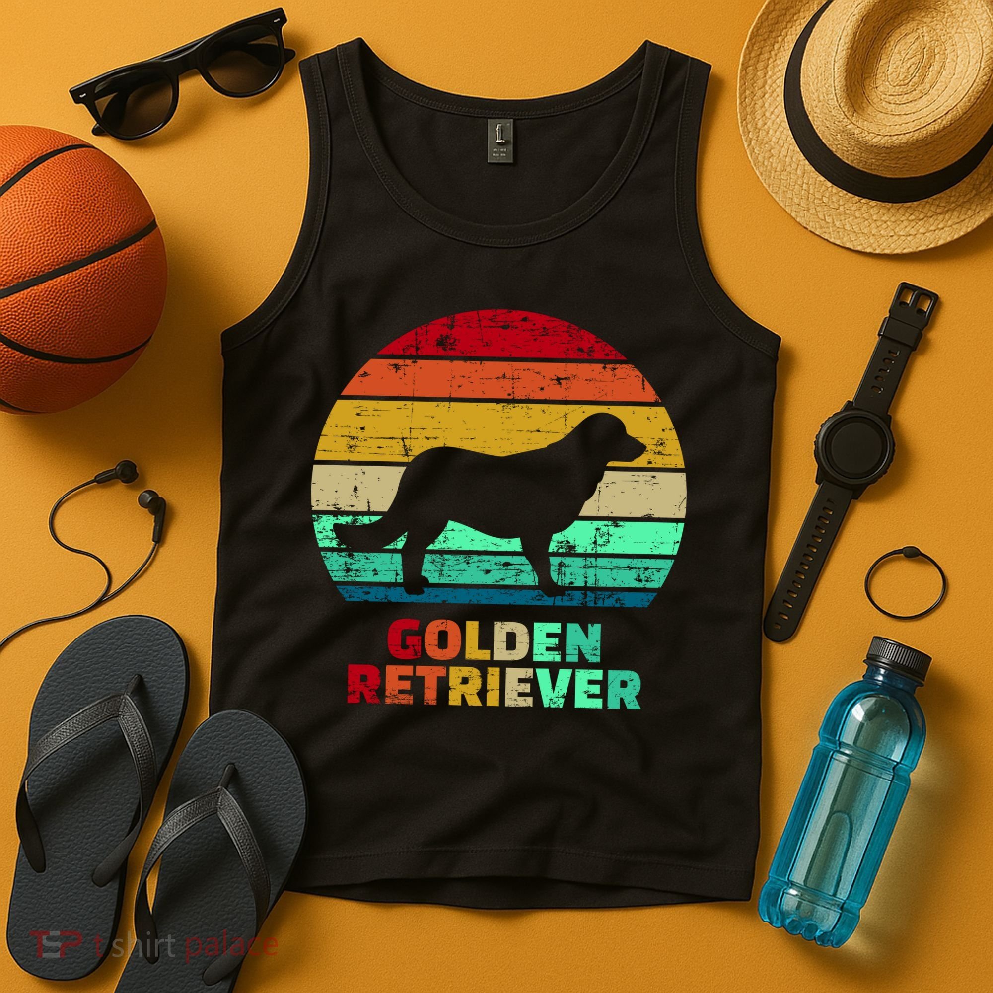 Golden Retriever Retro Silhouette Tank Top