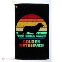 Golden Retriever Retro Silhouette Golf Towel thumb 0