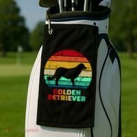Golden Retriever Retro Silhouette Golf Towel thumb 2