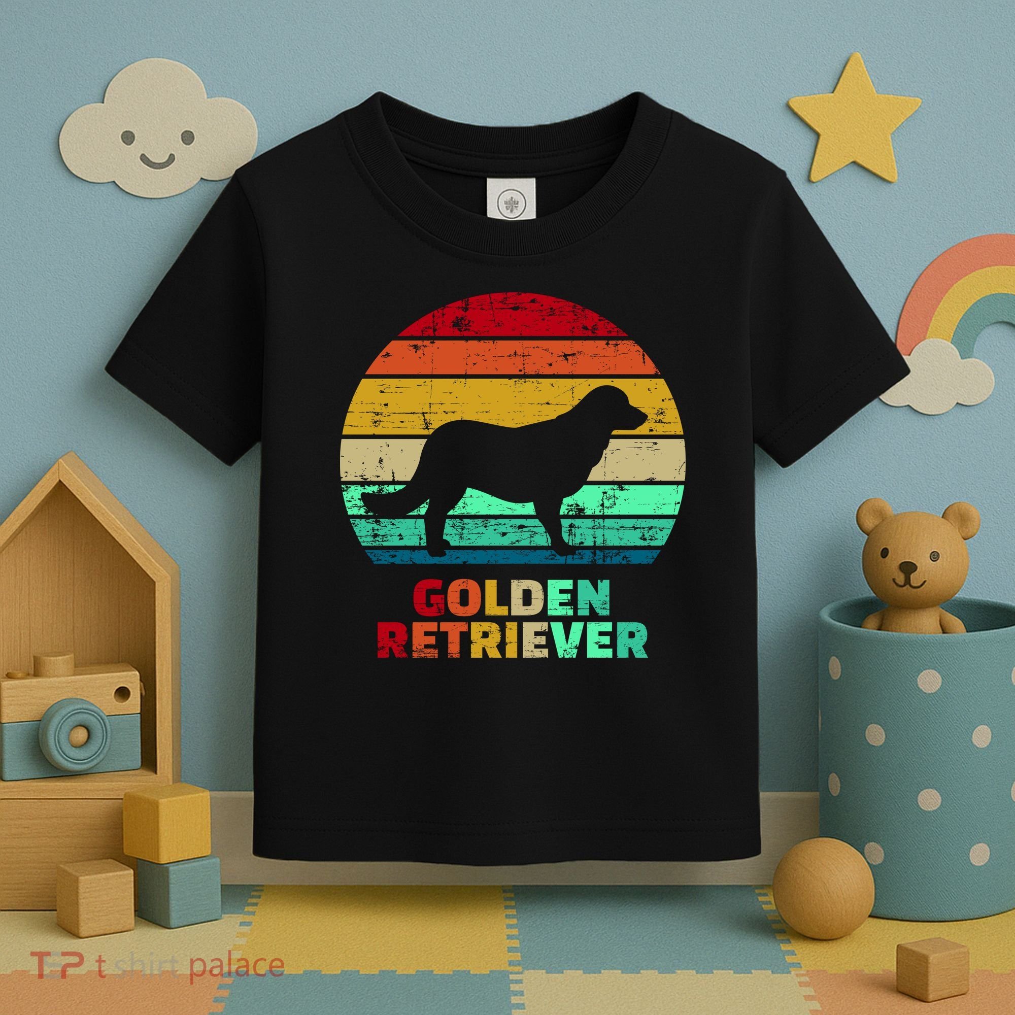 Golden Retriever Retro Silhouette Toddler T-Shirt