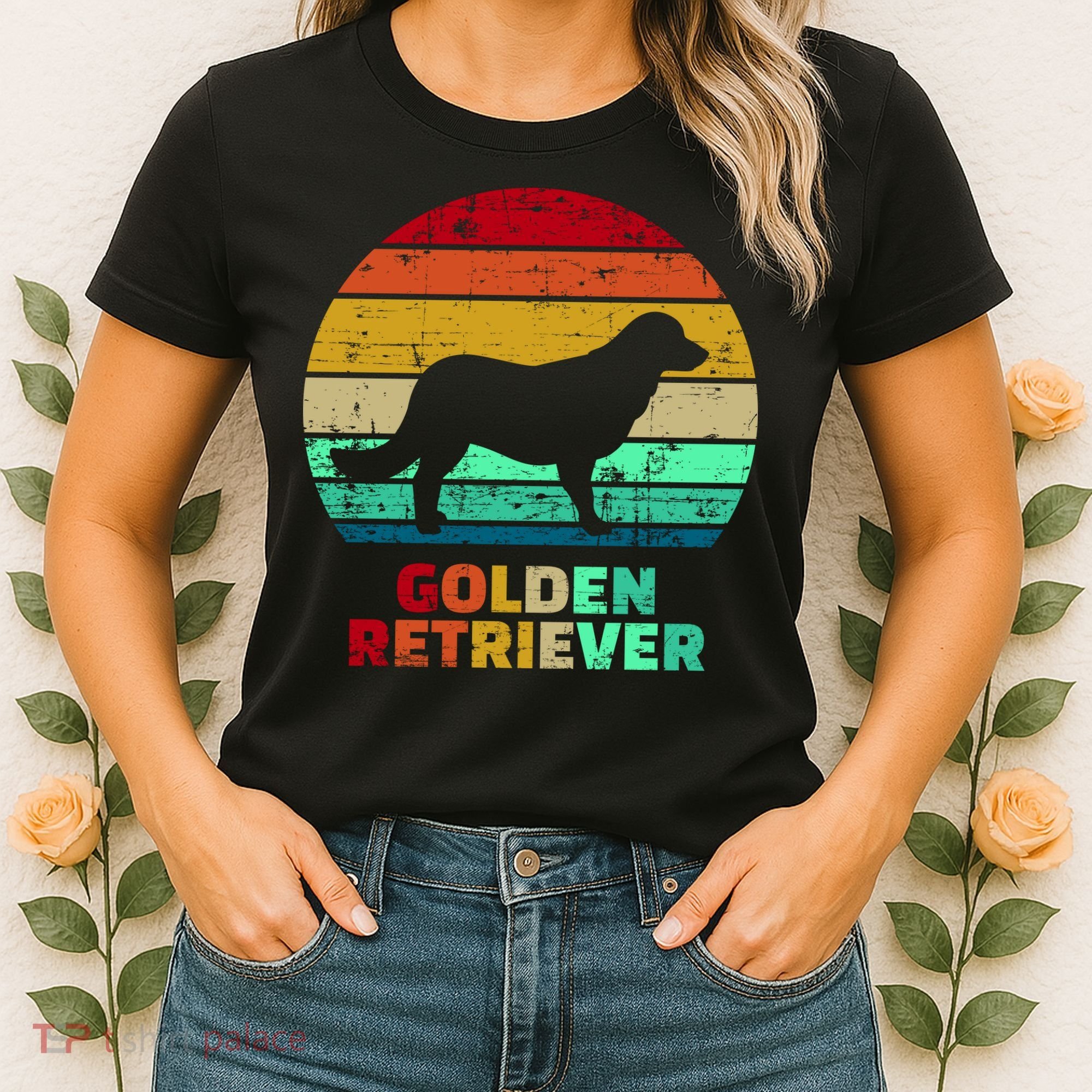 Golden Retriever Retro Silhouette Women's T-Shirt