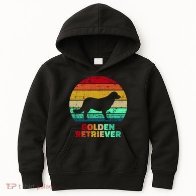 Golden Retriever Retro Silhouette Kids Hoodie