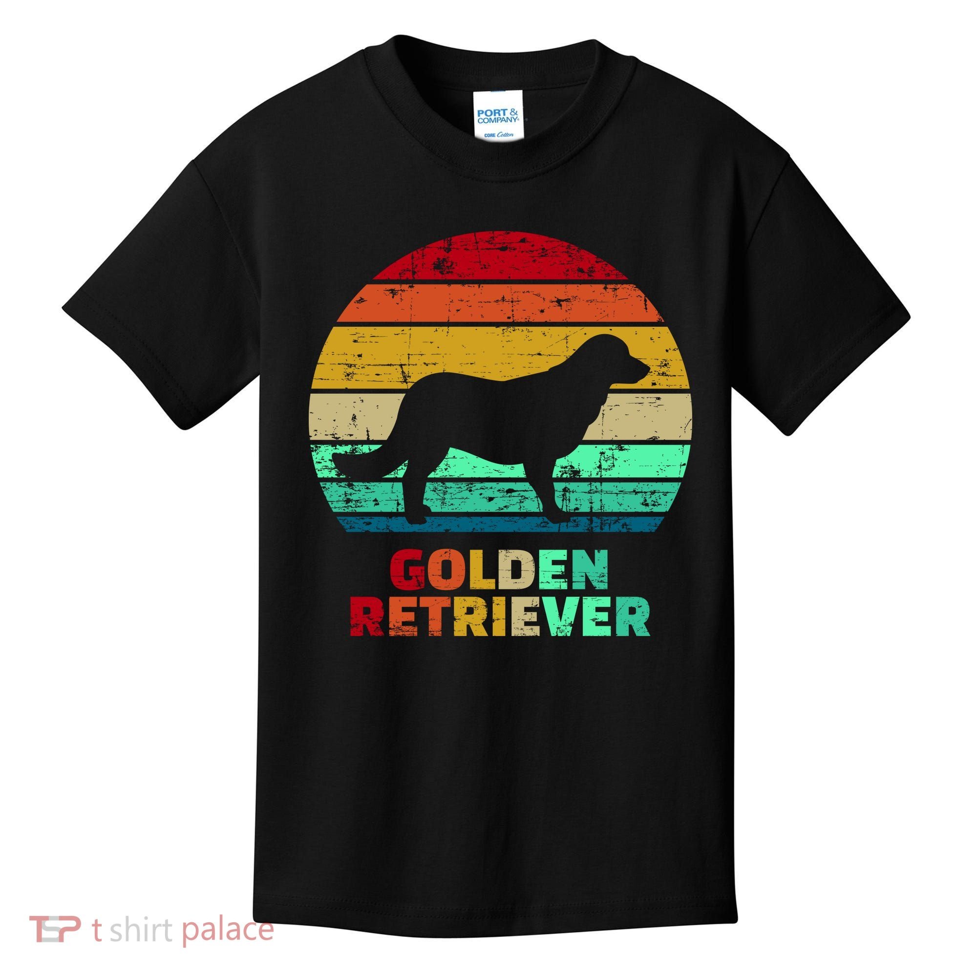 Golden Retriever Retro Silhouette Kids T-Shirt