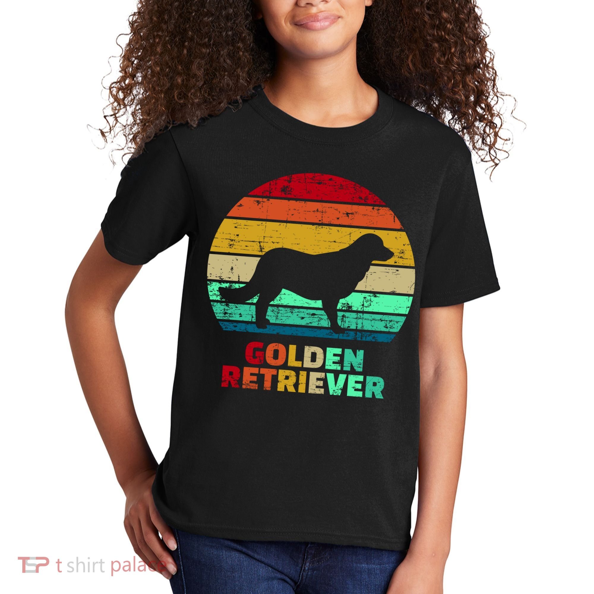 Golden Retriever Retro Silhouette Kids T-Shirt