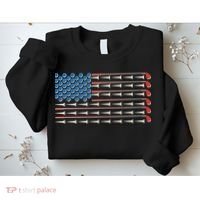 Golf Balls Tees Clubs USA American Flag Sweatshirt thumb 2
