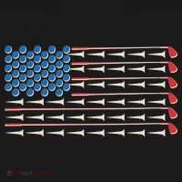 Golf Balls Tees Clubs USA American Flag T-Shirt thumb 7