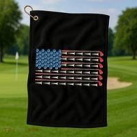 Golf Balls Tees Clubs USA American Flag Golf Towel thumb 1