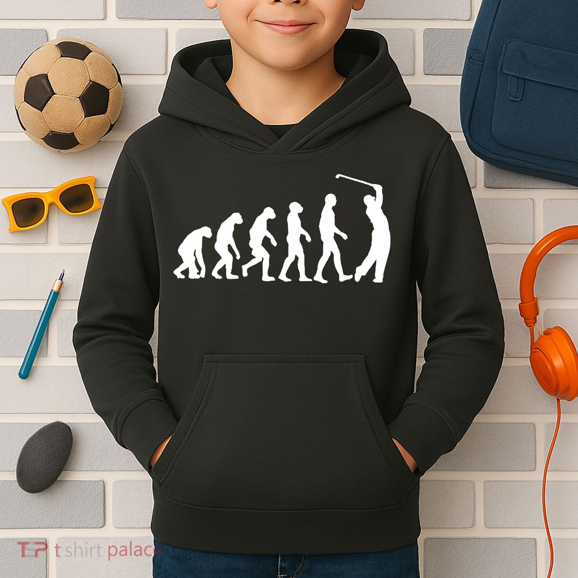 Golf Evolution Funny Golfer Kids Hoodie