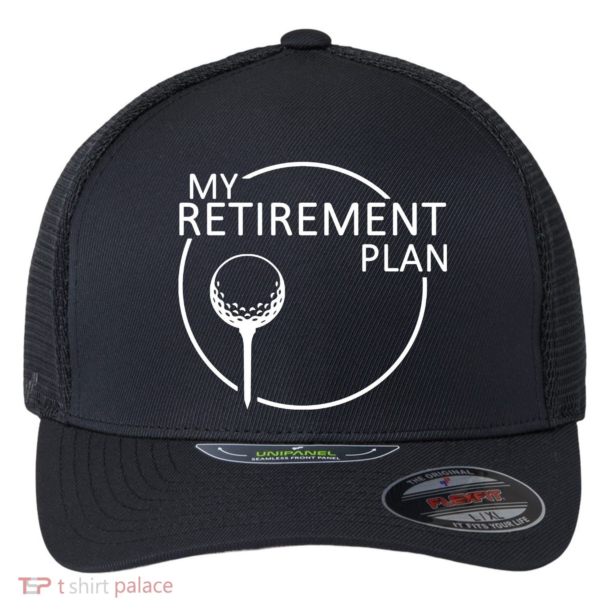 Golf Retirement Plan Funny Flexfit Unipanel Trucker Cap