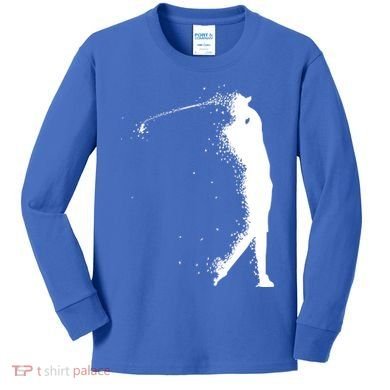 Golf Swing Splatter Golfer Logo Kids Long Sleeve Shirt