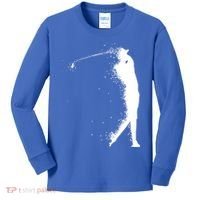 Golf Swing Splatter Golfer Logo Kids Long Sleeve Shirt thumb 0