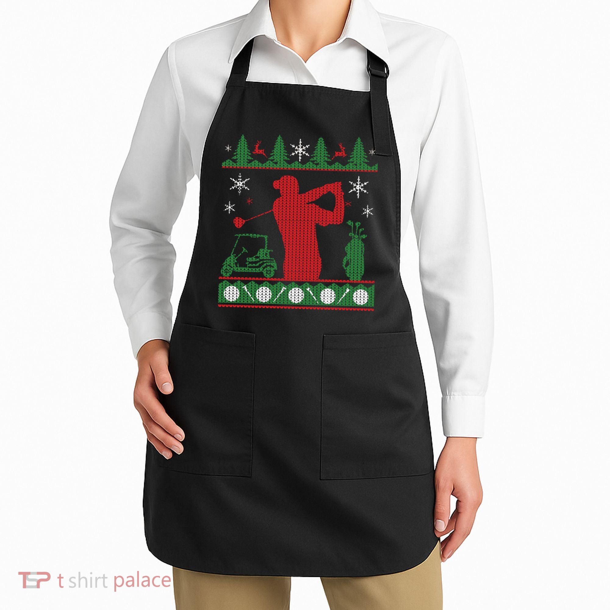 Golf Ugly Christmas Sweater Apron