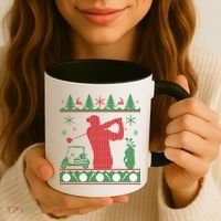 Golf Ugly Christmas Sweater Coffee Mug thumb 3