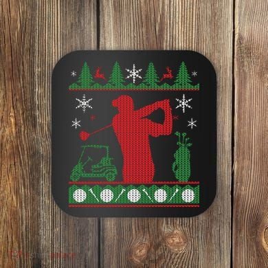 Golf Ugly Christmas Sweater Coaster
