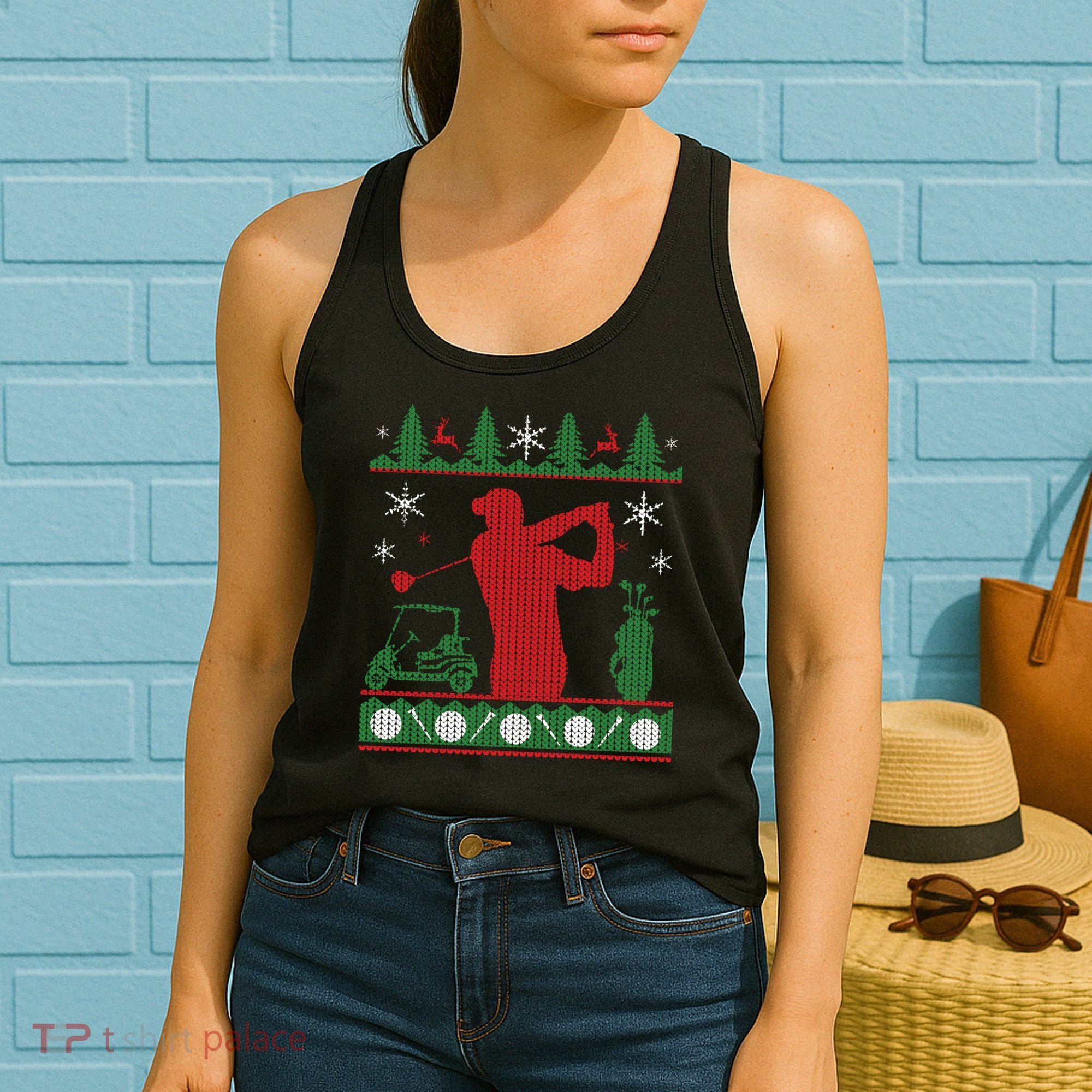 Golf Ugly Christmas Sweater Women's Tank Top