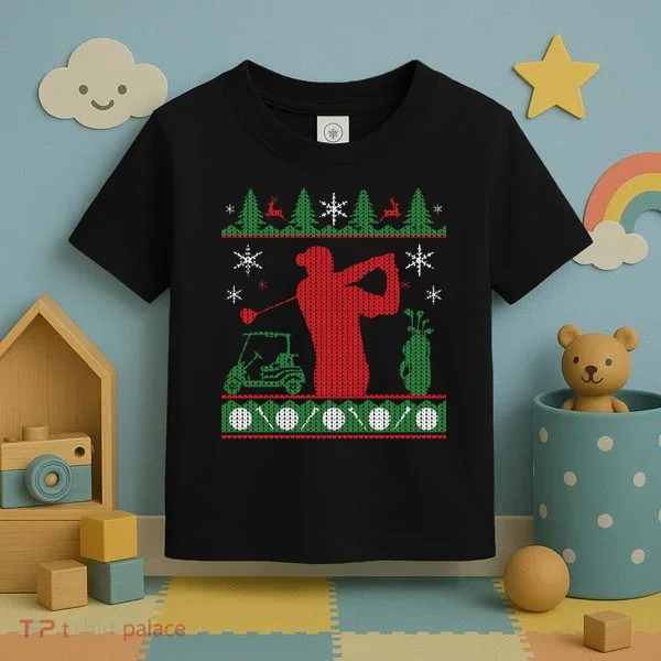 Golf Ugly Christmas Sweater Toddler T-Shirt