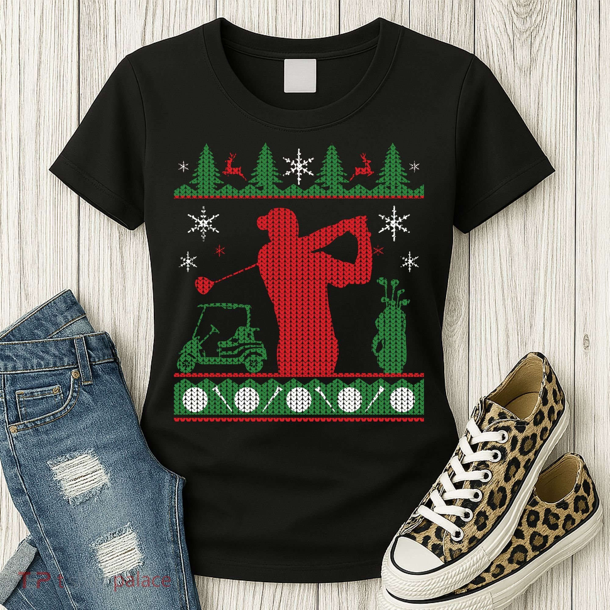 Golf Ugly Christmas Sweater Women's T-Shirt